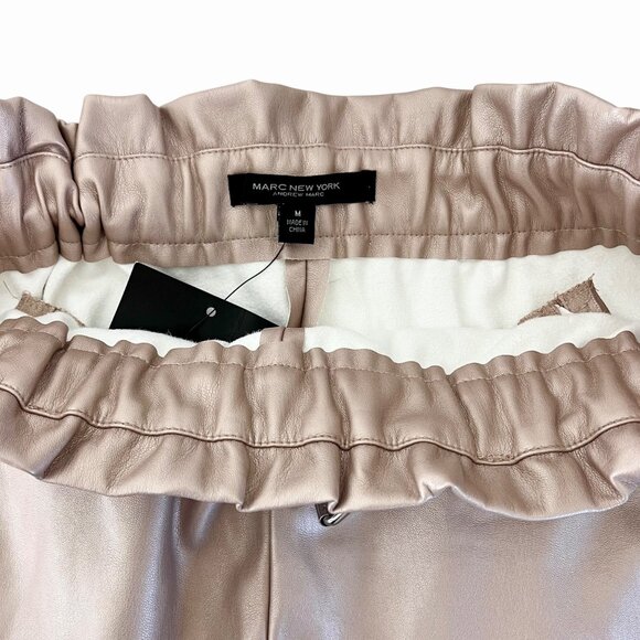 Marc New York Size M Light Pink Metallic Faux Leather Skirt Belt Zippers NWT - Picture 3 of 13